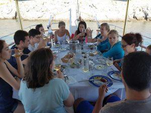 Dining aboard AMANDA in Greece