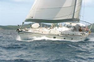 yacht Anahita under full sail