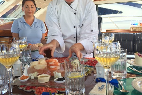 Yacht chef prepares the meals and menus for yacht charter