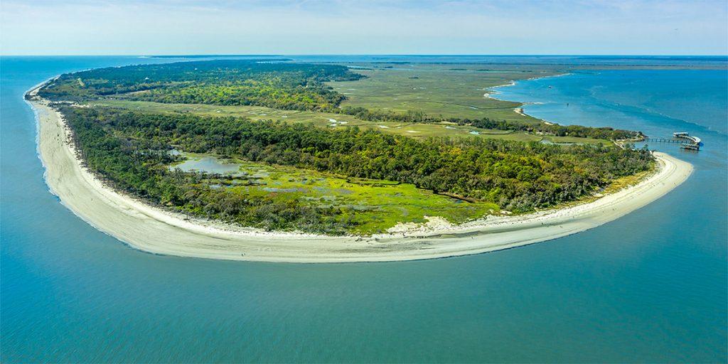 Aerial view of Jekyll Island, one of the Golden Isles of Georgia 