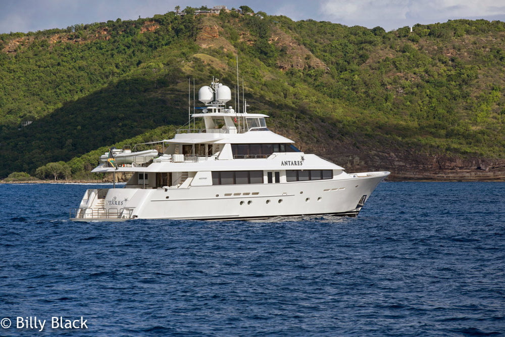 Luxury Yacht “Antares” at anchor in the mediterranean